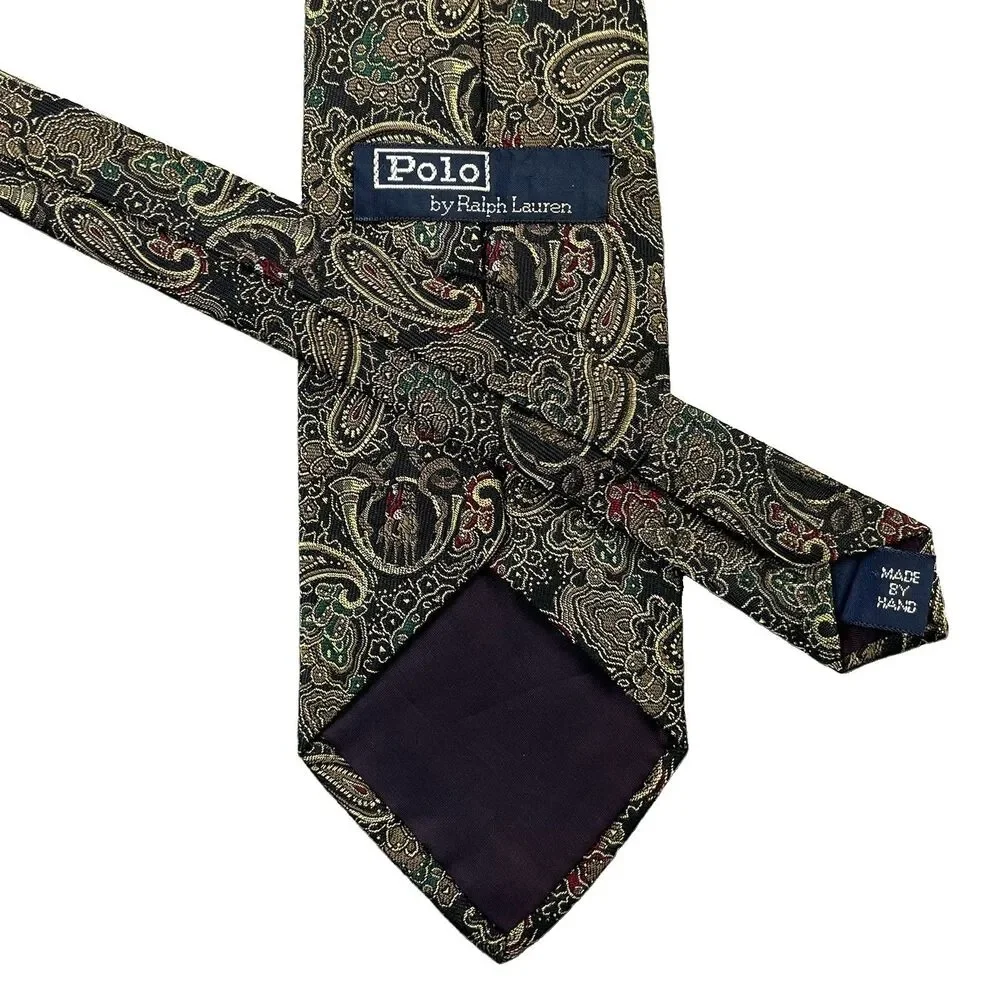 Vintage Polo Ralph Lauren Silk Tie Necktie Multicolor Paisley Pony Horse